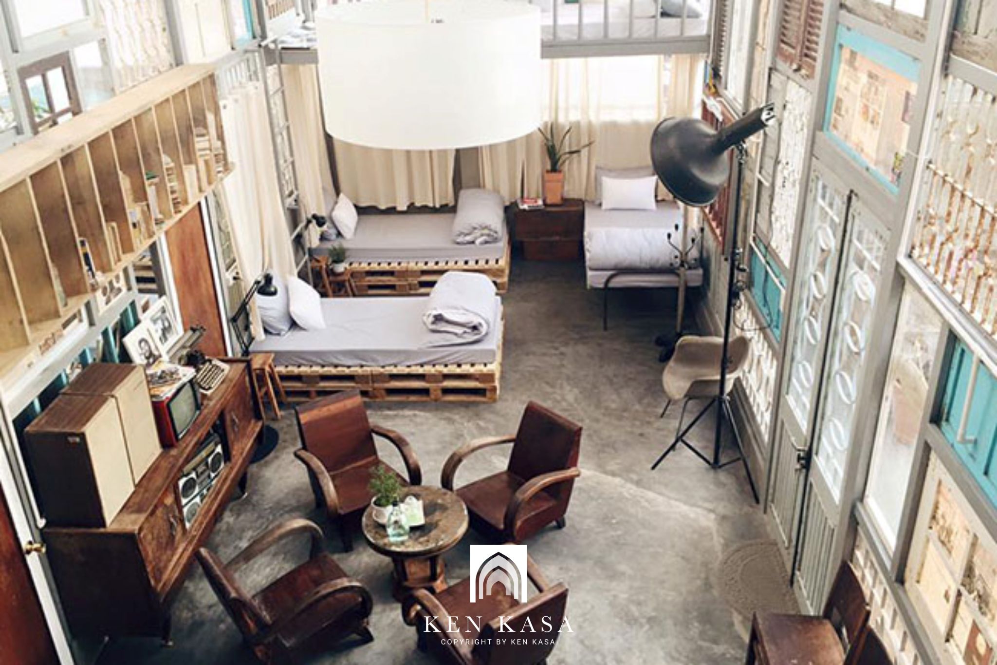 mẫu thiết kế phòng homestay giá rẻ kiểu retro